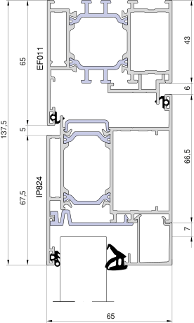Aliplast Ecofutural – Rahmen 65 mm · Türflügel 88,5 mm