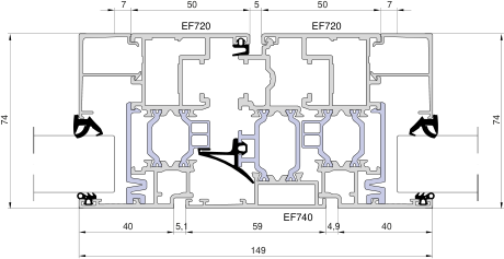Aliplast Ecofutural – Stulp 59 mm · Flügel 72 mm