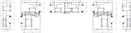 Aliplast Ultraglide – Monorail · Schema C · Horizontalschnitt · Schieberahmen 56,5 mm · Schiebeflügel 100 mm