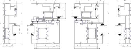 Aliplast Ultraglide – Monorail · Schema G · Horizontalschnitt · Schieberahmen 56,5 mm · Schiebeflügel 100 mm