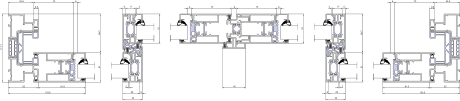 Aliplast Visioglide Plus – Schema C · Horizontalschnitt · Schieberahmen 52 mm · Schiebeflügel 90 mm