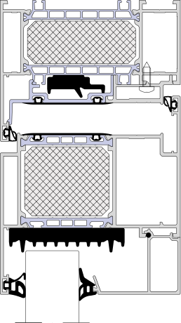 Aluprof MB-104 PASSIVE – Rahmen 74,5 mm · Türflügel 74,5 mm