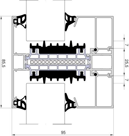 Aluprof MB-104 PASSIVE – Pfosten 85,5 mm