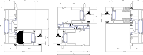 Aluprof MB-59 HS – Schema A · Horizontalschnitt · Schieberahmen 44 mm · Schiebeflügel 94,5 mm