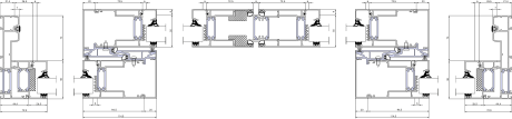 Aluprof MB-59 HS – Schema C · Horizontalschnitt · Schieberahmen 44 mm · Schiebeflügel 94,5 mm