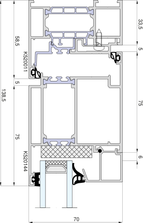 Aluprof MB-79N – Rahmen 58,5 mm · Türflügel 75 mm