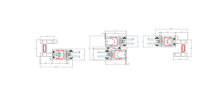 Easy Slide – Schema A - Wagerechter Schnitt · Rahmen 50 mm · Flügel 72 mm