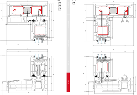 HST 85 – Schema A - Senkrechter Schnitt · Alu-Schwelle 68 mm · Flügel 100 mm