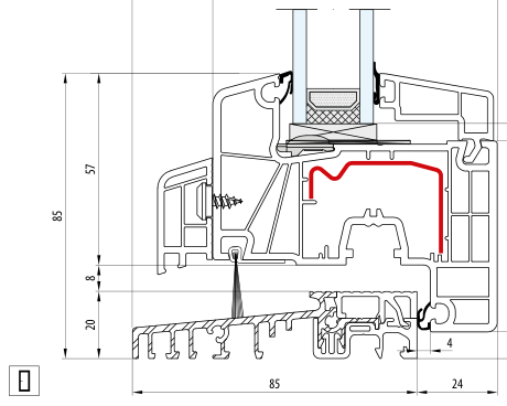 IDEAL 7000 NEW – Alu-Schwelle 20 mm · Flügel 77 mm