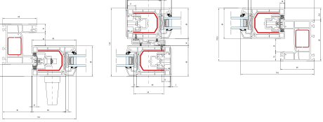 Multi Slide – Schema A - Wagerechter Schnitt · Rahmen 66 mm · Flügel 86 mm