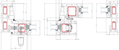 Smart Slide – Schema A - Wagerechter Schnitt · Rahmen 56 mm · Flügel 97 mm