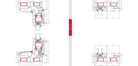 Smart Slide – Schema A - Senkrechter Schnitt · Rahmen 56 mm · Flügel 97 mm